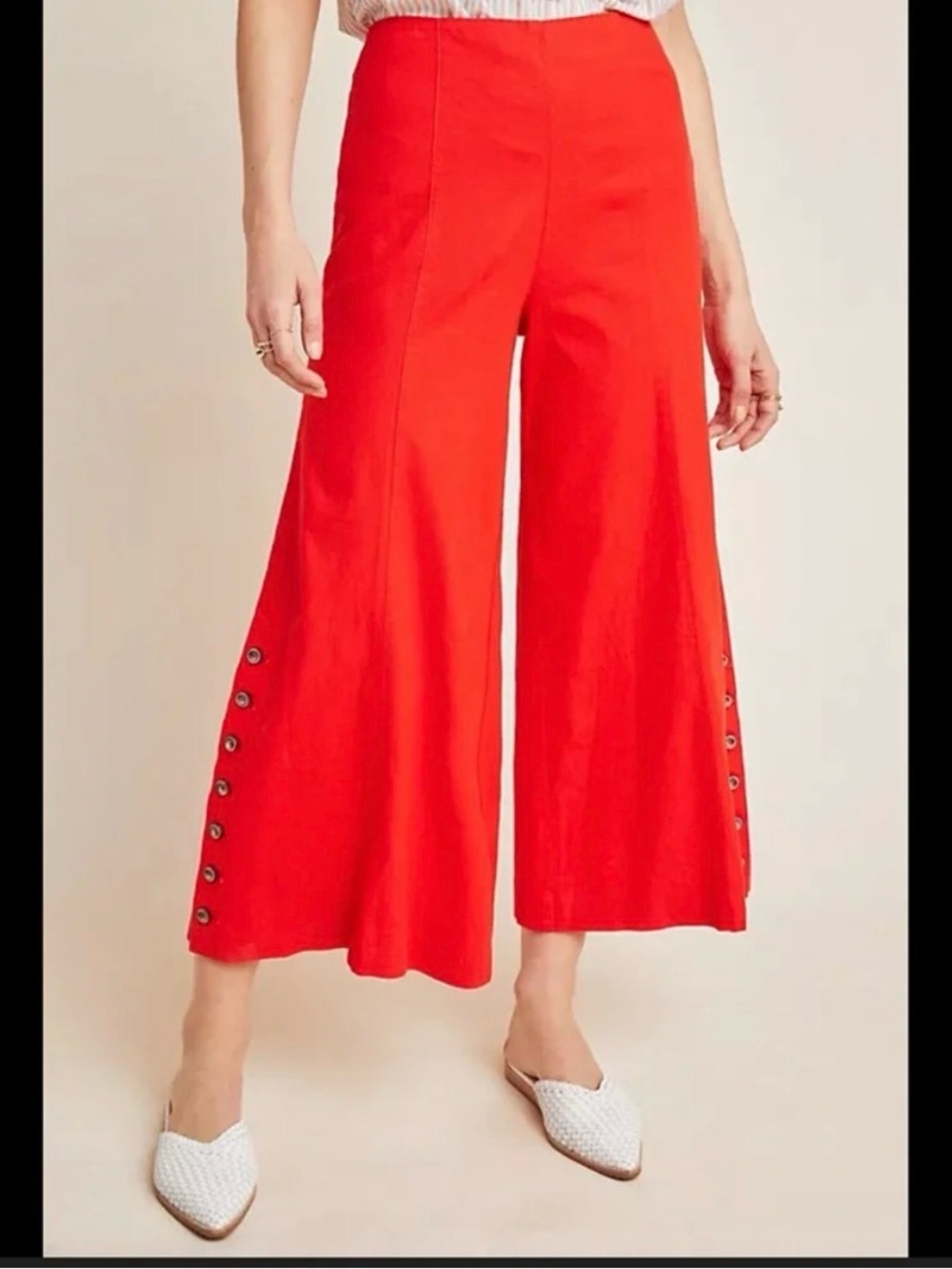 Anthropologie Wide Leg Crops Sz 2 Linen/Rayon